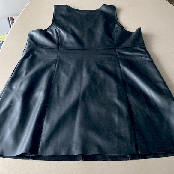 Black leather sleeveless dress. Has black slip insert. - Picture 2 of 3